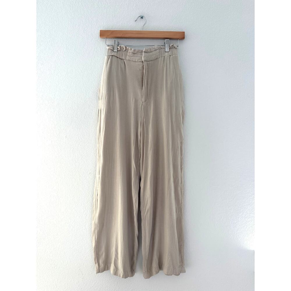 Forever 21 Beige Wide Leg Flowy Pants XS High Rise Elastic Waist